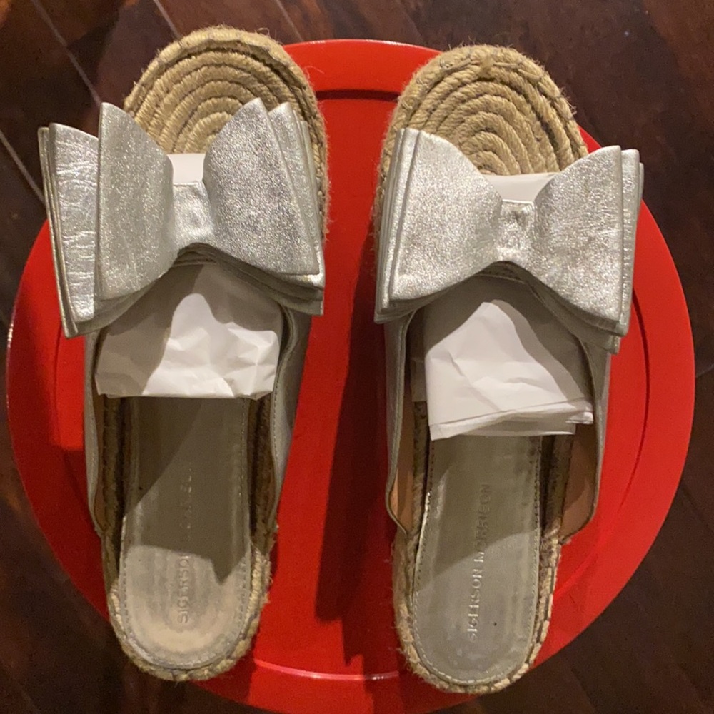 Sigerson Morrison silver espadrille sandals